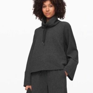 Lululemon Retreat Yourself Heathered Gray Cowl Neck Bell Sleeve Pullover Sweater
